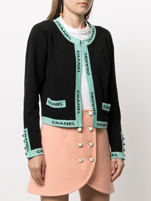 Pre Owned Chanel Black Cashmere Crew Neck Cardigan With Pretty