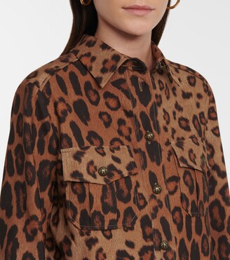 Etro Leopard-print stretch-wool minidress