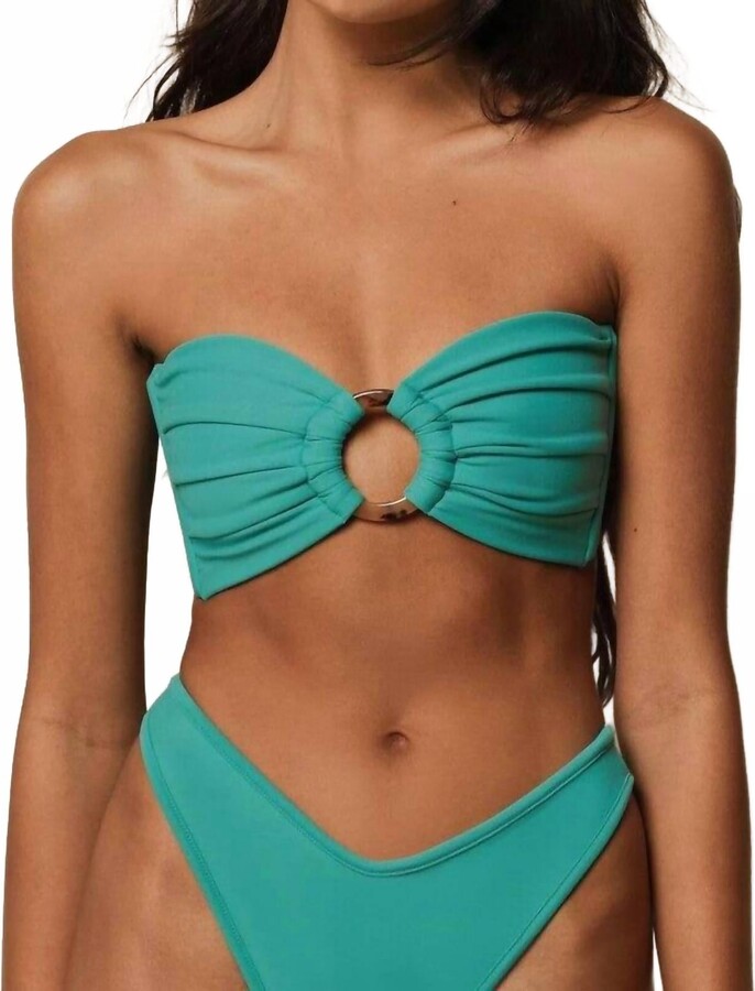 Montce Swim Tori Ties Bandeau Bikini Top In Teal