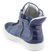 Thumbnail for your product : Bumper Blue crackled leather trainers
