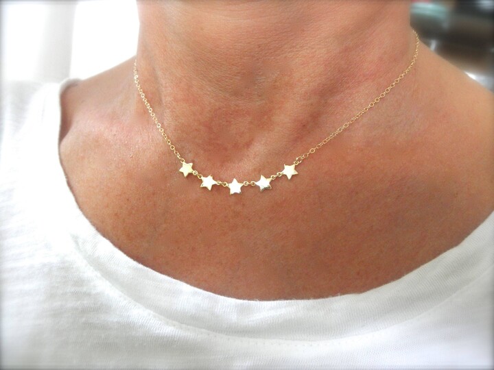 Etsy Gold Star Necklace 14K Gold-Filled Chain, Tiny Charm