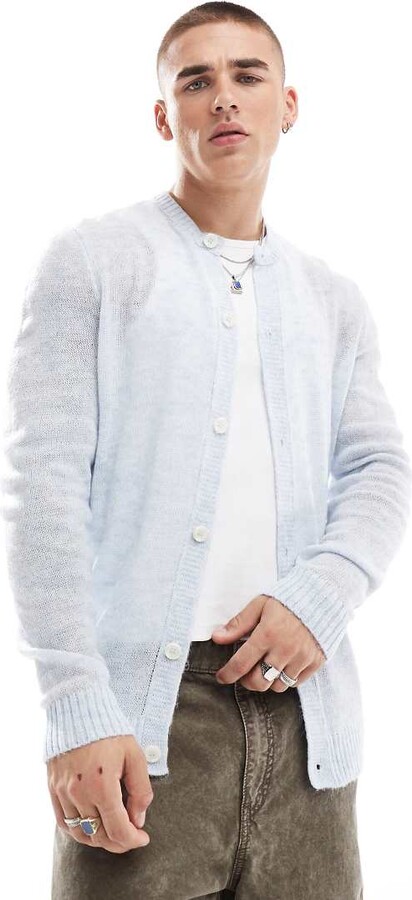 ASOS DESIGN knitted cardigan in light blue ShopStyle