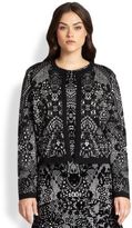 Thumbnail for your product : Fuzzi, Sizes 14-24 Flocked Lace-Print Cardigan