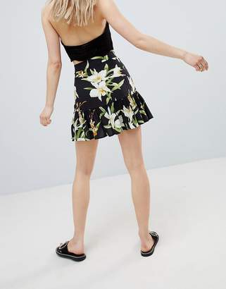 ASOS Design Tropical Print Frill Hem Mini Skirt Co-Ord