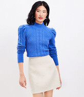 Thumbnail for your product : LOFT Puff Sleeve Turtleneck Cable Sweater