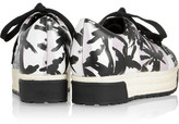 Thumbnail for your product : Kenzo Palm tree-print leather and raffia sneakers