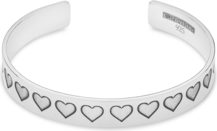 Cartergore Sterling Silver Etched Hearts Bangle Small Size