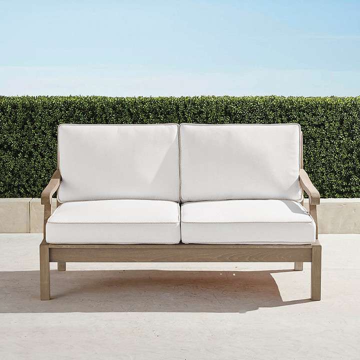 Frontgate Cassara Loveseat with Cushions in Weathered Teak