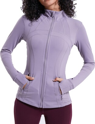 BIXUYAO Womens Polar Fleece Jacket/Ultra Soft Full-Zip Plush Top Lightweight Running Jacket Leisure Sport,Purple,S