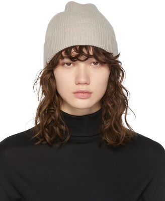 Lemaire Beige Wool Ribbed Beanie