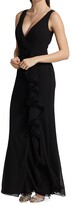 Thumbnail for your product : Badgley Mischka V-Neck Ruffle Gown