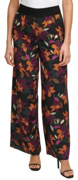 Calvin Klein Printed Pull-On Wide-Leg Pants - ShopStyle