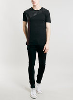 Thumbnail for your product : Topman BURGUNDY faux leather PANEL T-SHIRT