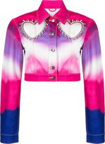 Heart cut-out cropped denim jacket 
