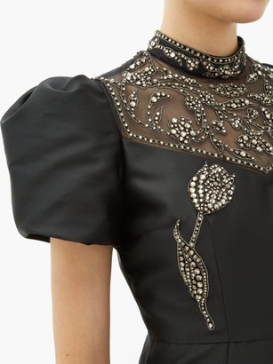 Erdem Valetta Crystal-embellished Mikado Dress - Black Silver