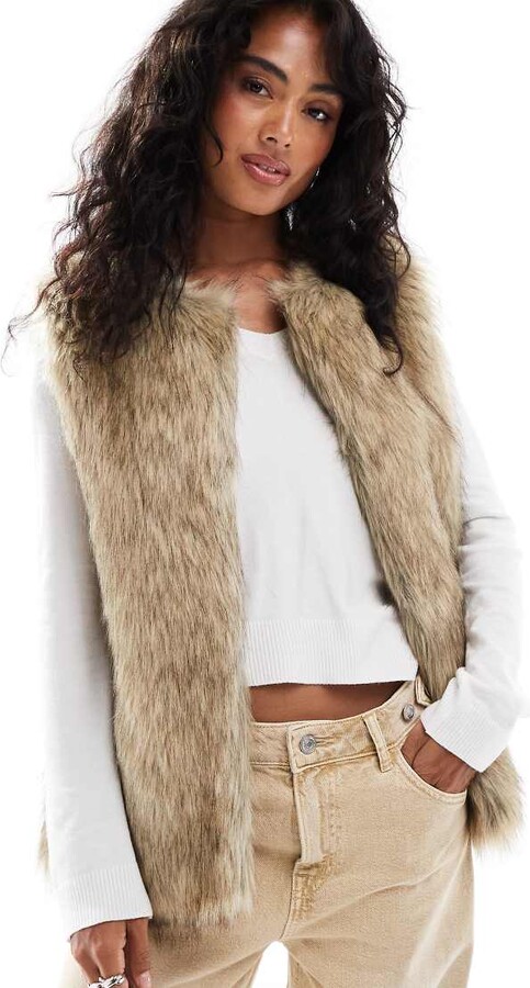 Stradivarius faux fur vest in brown ShopStyle