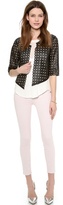 Thumbnail for your product : Milly Perforated Leather 3/4 Sleeve Jacket