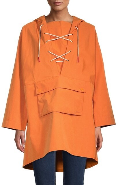 barbour orange rain jacket