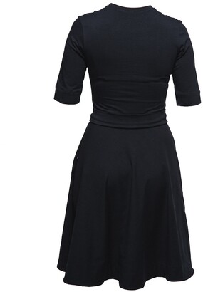 non NON+ - NON564 Round Neck Whirl Skirt Dress - Black