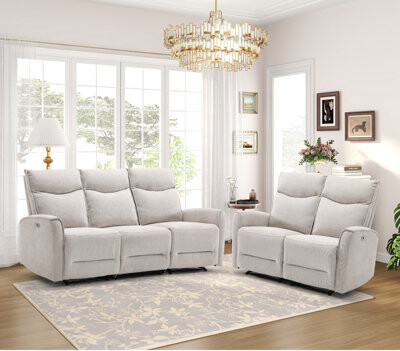 Ebern Designs Cardonaghy 2-Piece Modern Soft Power Reclining Living Room Set