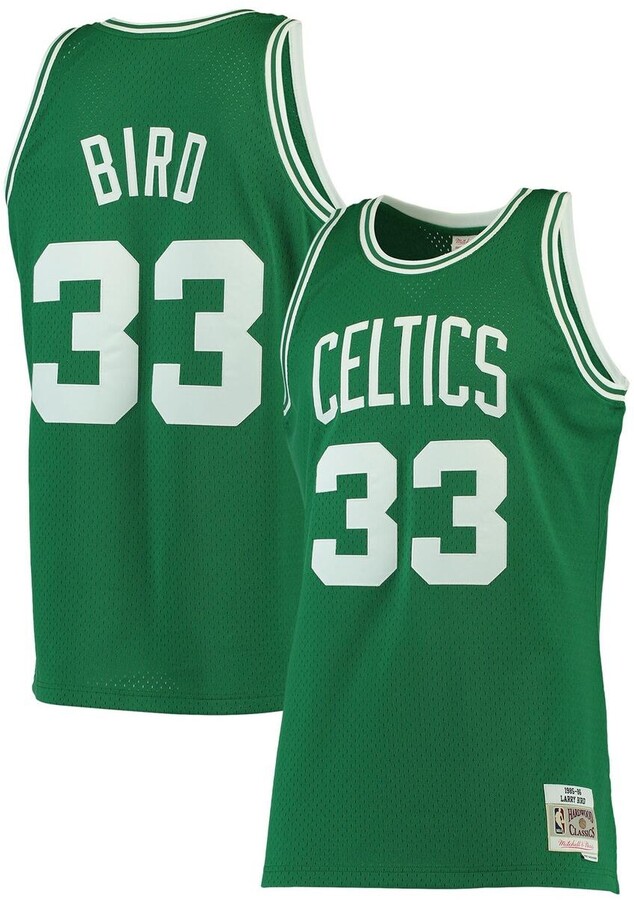 Mitchell & Ness Men's Larry Bird Kelly Green Boston Celtics Big and Tall Hardwood Classics Jersey