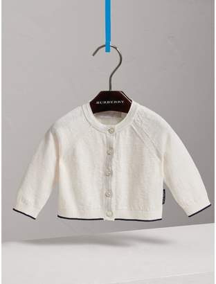 Burberry Rib Detail Linen Cotton Cardigan