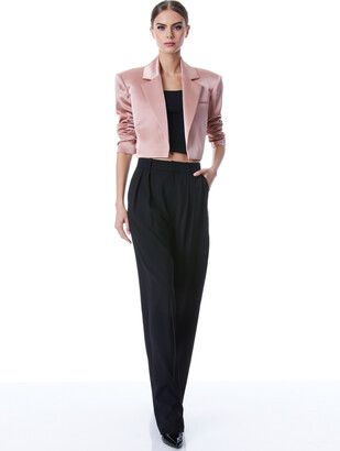 Alice + Olivia Shan Cropped Ruched Sleeve Blazer