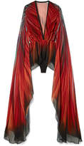 Thumbnail for your product : Elie Saab Printed Chiffon And Jersey Bodysuit - Orange