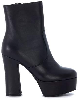 Jeffrey Campbell Black Leather Ankle Boots With Heel And Plateaux