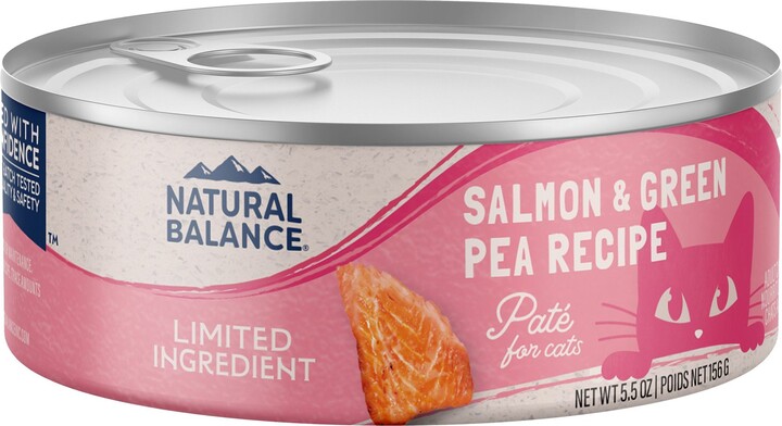Natural Balance Limited Ingredient Salmon & Green Pea Recipe Wet Cat Food, 5.5-oz can, case of 24