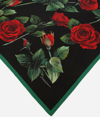 Dolce & Gabbana Roses and Tassel Print '90' Silk Scarf