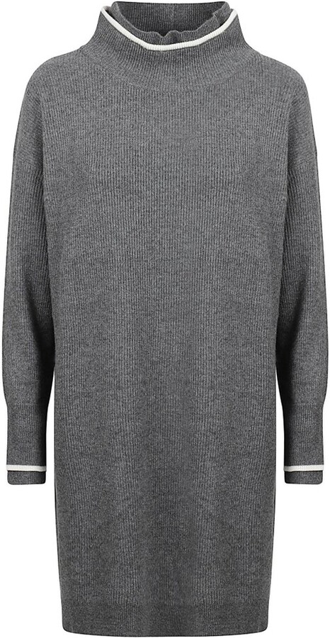 Brunello Cucinelli High Neck Ribbed Mini Dress