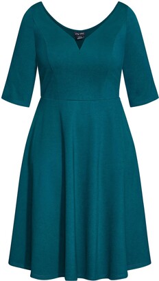 City Chic Cute Girl Sweetheart Neck Fit & Flare Dress