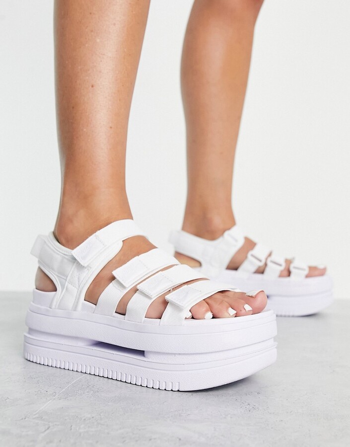 Nike Icon Classic platform sandals in white - ShopStyle