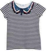 Thumbnail for your product : Mayoral Short-Sleeve Striped T-Shirt w/ Sequin Peter Pan Collar, Size 8-14