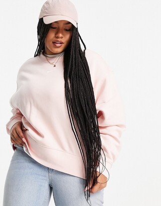 nike mini swoosh oversized boxy sweatshirt in light pink
