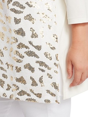 Joan Vass, Plus Size Sequin Leopard Print Tunic