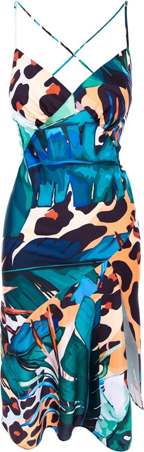 Roserry Seville Satin Midi In Amazon Print