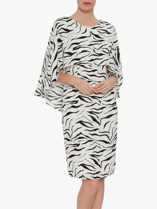 Gina Bacconi Riona Zebra Print Dress, White/Black
