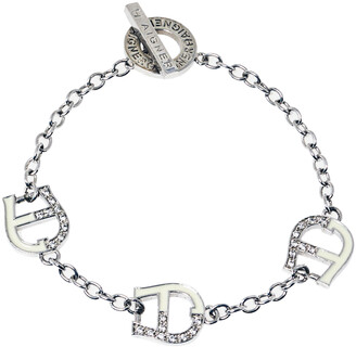 Aigner Silver Tone Crystal and Enamel Logo Toggle Bracelet - ShopStyle