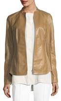 Thumbnail for your product : Lafayette 148 New York Embla Lambskin Leather Jacket w/ Ponte Combo
