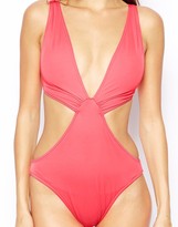 Thumbnail for your product : ASOS Deep Plunge Cut Out Swimsuit