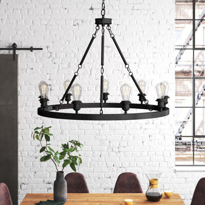 Trent Austin Design Nicolao 9 - Light Unique Wagon Wheel Chandelier
