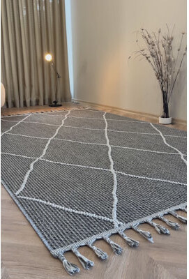 Union Rustic Elit Gray Ethnic Patterned Modern Cut Pile Rug