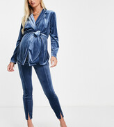 Thumbnail for your product : ASOS Maternity ASOS DESIGN Maternity slim velvet suit pants in blue