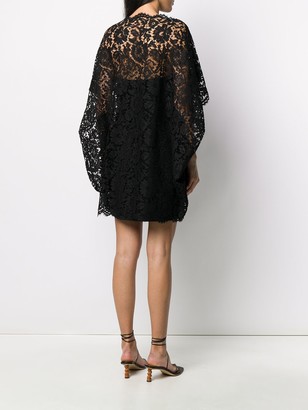 Valentino Garavani Cape-Style Lace-Embellished Dress