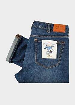 Paul Smith Men's Slim-Standard Antique-Wash 11.8oz 'Super Soft Cross-Hatch' Jeans