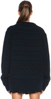 Thumbnail for your product : Proenza Schouler Two Tone Cable-Knit Cashmere Sweater in Emerald & Black
