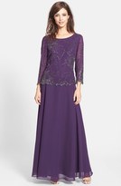 Thumbnail for your product : J Kara Women's Beaded Chiffon A-Line Gown, Size 8 - Purple