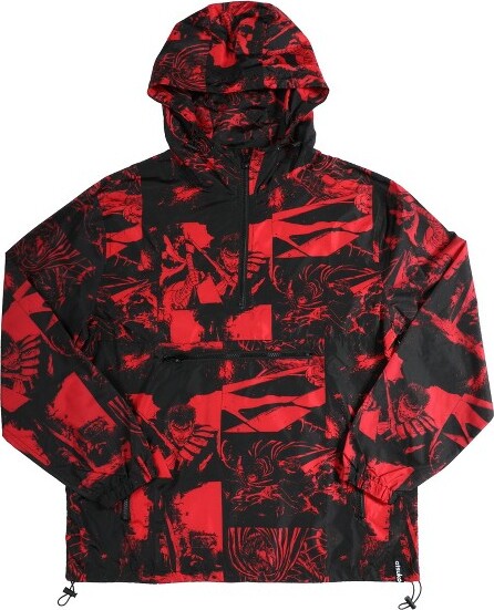 Berserk Guts All Over Print Men's Red and Black Hooded Anorak